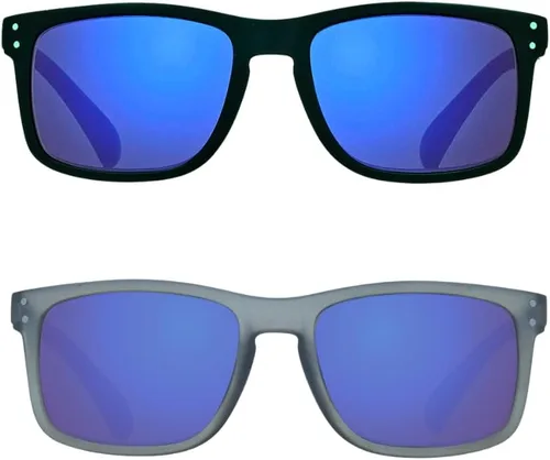 Miniatura 11 de proSPORT Lentes de sol de lectura para lectores con montura de cuerno con lentes de espejo azul para hombres y mujeres, no bifocales