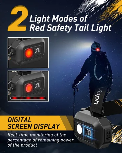 Miniatura 5 de Linterna frontal recargable, lámpara de cabeza súper brillante, 12 modos de luz de cabeza con sensor de movimiento, lámparas de cabeza impermeables