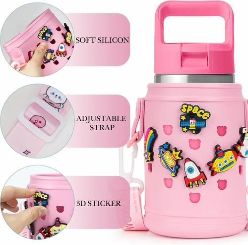 Miniatura 3 de Linkidea Portabidón de agua EVA con correa compatible con YETI Rambler Jr. 12 onzas, MIRA Kids 15oz, Gatorade Premium Kids Bottle 12oz, soporte