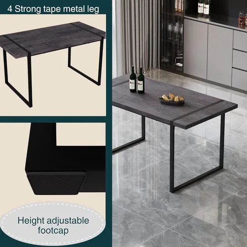 Miniatura 3 de YYQ Juego de mesa de comedor para 4, mesa de cocina de madera de 59 pulgadas y sillas para 4, moderno juego de mesa de comedor de 5 piezas con 4