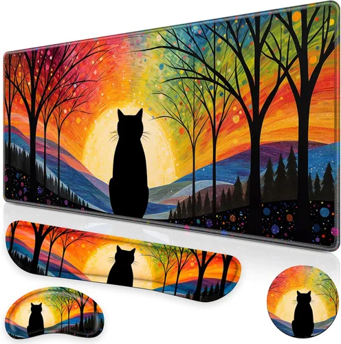 Miniatura 12 de Set de Alfombrilla de Ratón para Juegos Canjoy, 4-en-1 XXL Grande Alfombrilla de Ratón + Reposamuñecas para Teclado + Portavasos, (89.9×39.9 cm)
