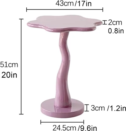 Miniatura 2 de HM&DX Mesa auxiliar de madera con forma de flor, elegante mesa de centro para sofá pequeño con pedestal redondo, mesa auxiliar moderna