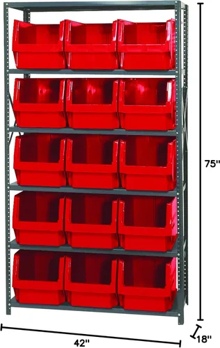 Miniatura 211 de Quantum QSBU-245BK Heavy Duty Shelving Unit with (7) Shelves and (24) QUS245 Black Bins for Garage Warehouse Storage Distribution 400 lb Load