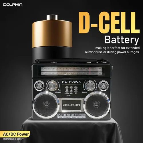 Miniatura 4 de Dolphin Radio AM/FM portátil Bluetooth RETROBOX (negro)