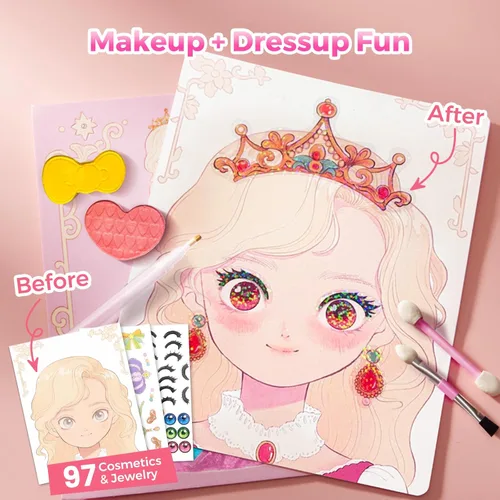 Miniatura 2 de Jar Melo Kit de Manualidades de Arte de Princesa 4 en 1, Manualidades con Papel Metálico Arte Divertido y Pintura de Gemas, Actividad DIY