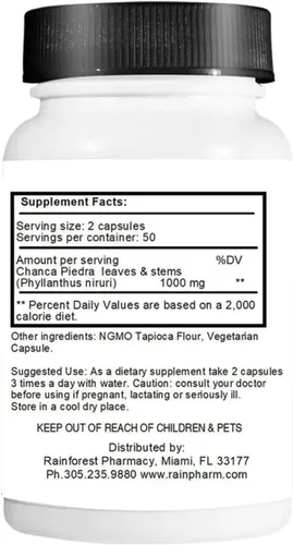 Miniatura 3 de Chanca Piedra Stone Breaker - 100 cápsulas vegetarianas, 500 mg Hierba entera silvestre de la selva amazónica