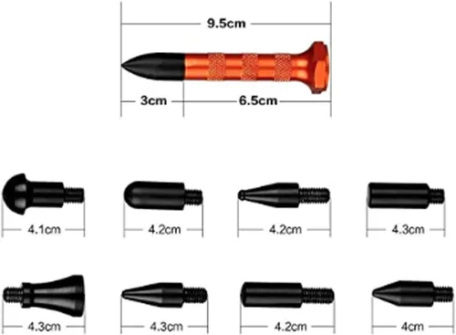 10 piezas de herramientas de reparación de abolladuras, herramientas de extracción de abolladuras sin pintura, martillo de goma con 9 cabezales de