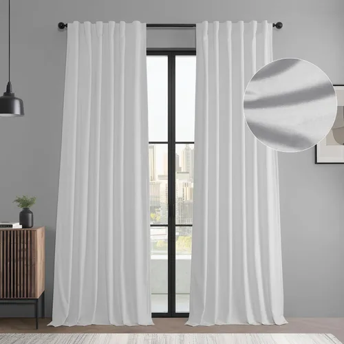 Miniatura 11 de HPD Half Price Drapes Cortinas Básicas de Terciopelo Deluxe para Oscurecer Habitaciones con Bolsillo para Varilla - Juego de 2 Paneles - Cortinas