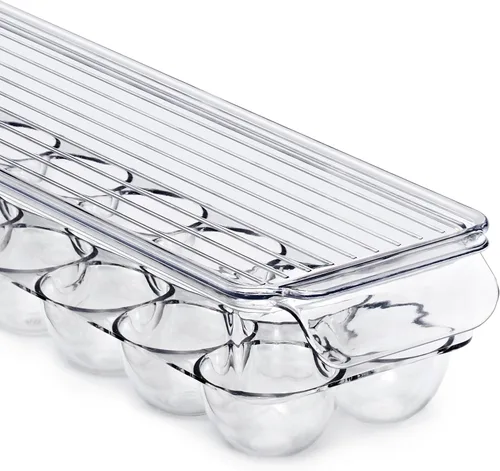 Miniatura 8 de Sorbus Organizador de latas de soda para refrigerador y soporte para huevos para refrigerador, 1 dispensador apilable para latas con capacidad