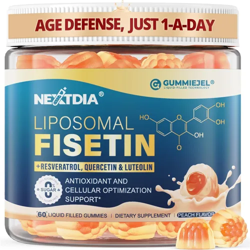 Fisetina liposomal de 200 mg y complejo de resveratrol 500 mg - Longevidad y apoyo a la renovación celular - 98% Fisetina de alta pureza,