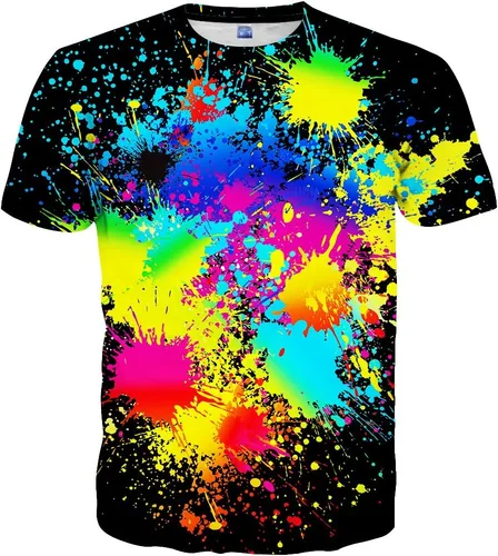 Neemanndy Camisetas coloridas gráficas 3D de manga corta con cuello redondo para hombres, mujeres y jóvenes