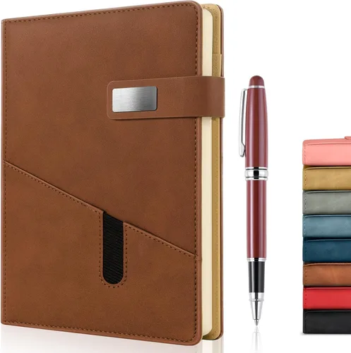 Miniatura 11 de Cuaderno A5 en blanco, cuaderno de bocetos de cuero de tapa dura recargable con bolsillo y hebilla magnética, 240 páginas gruesas de viaje para Negro