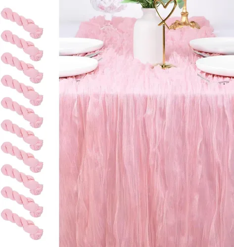 Miniatura 7 de Camino de mesa de estopilla para el día de San Valentín, 10 pies, estilo bohemio, gasa rústica, camino de mesa para baby shower, boda, fiesta