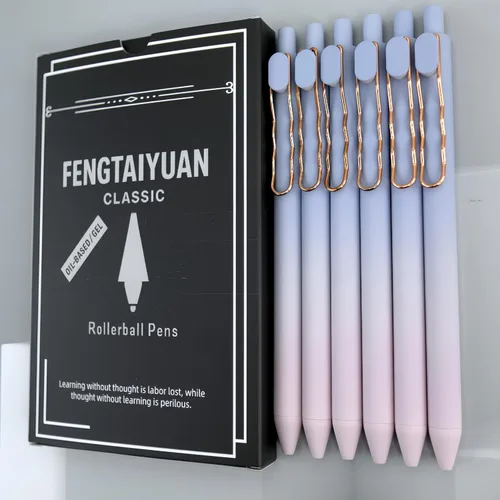 Miniatura 11 de Fengtaiyuan LanLvZi05P18, elegante bolígrafo de color degradado, tinta negra, 0.5mm extra fina, bolígrafos de gel con punta de bola, escritura