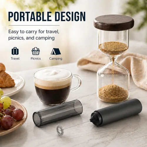 Miniatura 3 de Espumador de leche recargable de mano, espumador de café eléctrico, espumador de mano portátil mezclador de bebidas para café, latte, capuchino