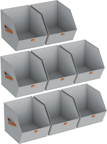Miniatura 14 de Homsorout Cubos grandes de almacenamiento para armario, con doble asa para ropa, toallas, juguetes, organizadores de estantes para dormitorio
