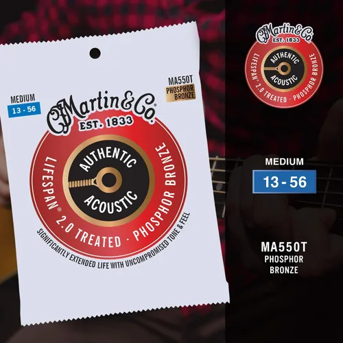 Miniatura 4 de Martin - Cuerdas de guitarra acústica auténticas - Tratadas con Lifespan 2.0