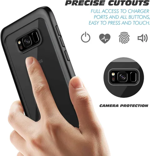 Miniatura 8 de Funda para Samsung Galaxy S8, carcasa de cuerpo completo con protector de pantalla integrado, delgado, transparente, absorbente de golpes, a prueba
