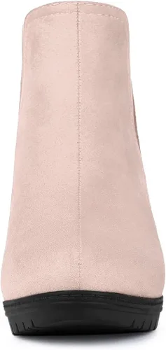 Miniatura 3 de Allegra K Botines Chelsea con tacón redondo y puntera redonda para mujer