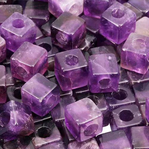 Miniatura 8 de TUMBEELLUWA Cuentas de piedra para la fabricación de joyas, cuentas sueltas de cristal curativo con agujero grande y forma cuadrada, paquete de 15
