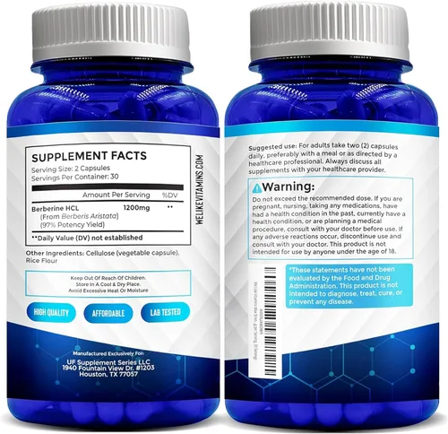 Miniatura 9 de WeLikeVitamins Suplemento de berberina certificado NSF, 1200 mg, berberina HCL de máxima fuerza pura – 60 cápsulas vegetarianas