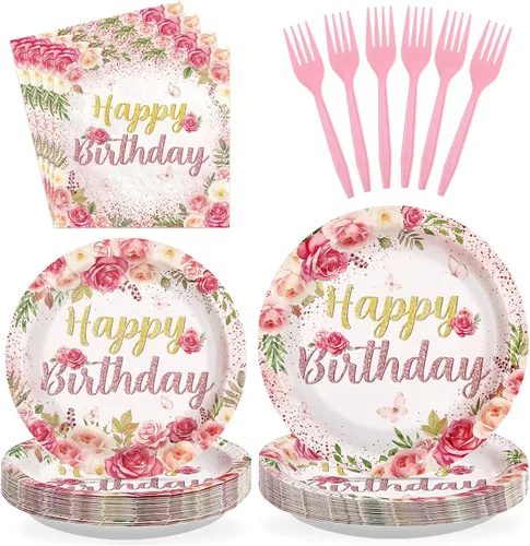 Miniatura 10 de 96 piezas de decoraciones de fiesta de cumpleaños de cristal, con gemas moradas, platos y servilletas de diamante, juegos de vajilla de geología