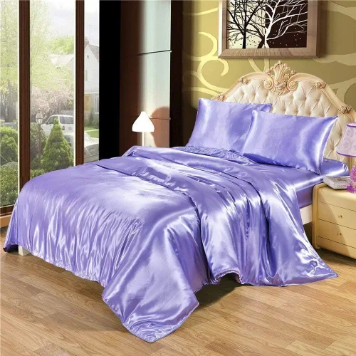 Miniatura 14 de 4 piezas de sábanas de satén 100% seda pura, lujosa colección de ropa de cama ultrasuave y suave, 19 pulgadas de profundidad, 1 sábana bajera, 1