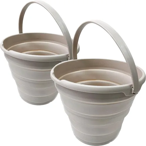 SAMMART Juego de 2-10L (2.6 galones) cubo de plástico plegable – Tina redonda plegable con asa – Cubo de agua portátil para pesca – Ahorro de