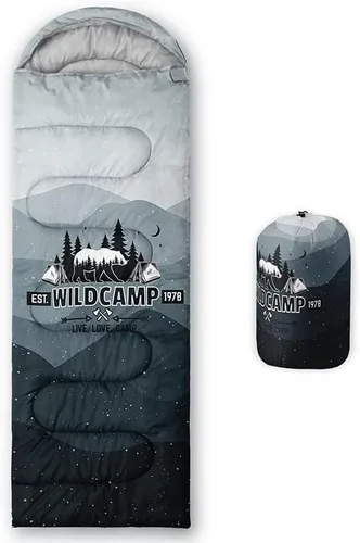 Miniatura 21 de Saco de dormir para adultos y niños, furgoneta de campamento de montaña verde, ligero, cálido, portátil, para interiores y exteriores, impermeable