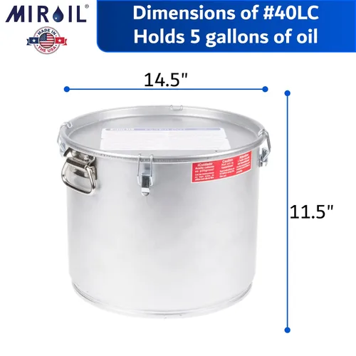Miniatura 4 de MirOil Cubo de grasa de aceite de 5 galones y olla de filtro, recipiente plateado para freidora con cierre de tapa y clip de bloqueo, olla