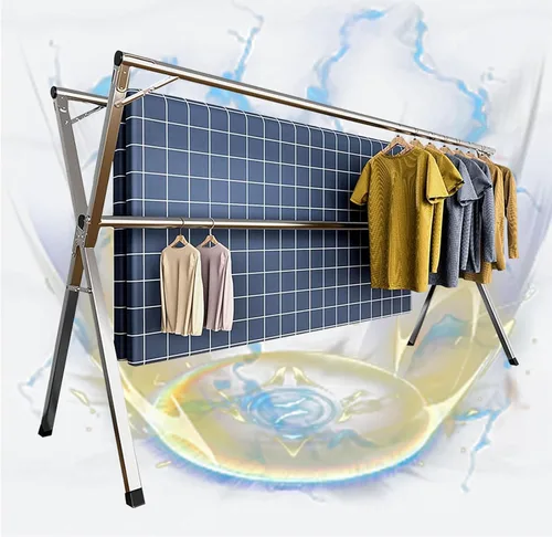 Clothes Drying Rack Folding Indoor,Garment Racks for Hanging Clothes Heavy Duty,Laundry Standing Shelf,Stainless Steel Laundry Stand,Saves