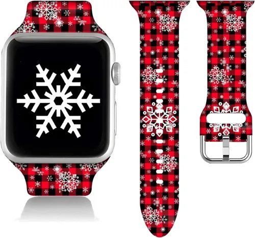 Miniatura 18 de Compatible con Apple Watch de copo de nieve de 38/40/41/42/44/45/46/1.929 in para mujeres y hombres, correa de repuesto de silicona suave para Hojas