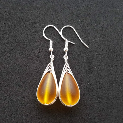 Miniatura 43 de Yinahawaii Handmade Sea Glass Earrings, Hawaiian Jewelry, Wire Braided Earrings Teardrop Earrings, Beach Jewelry Sea Glass Jewelry For Women Cobalt