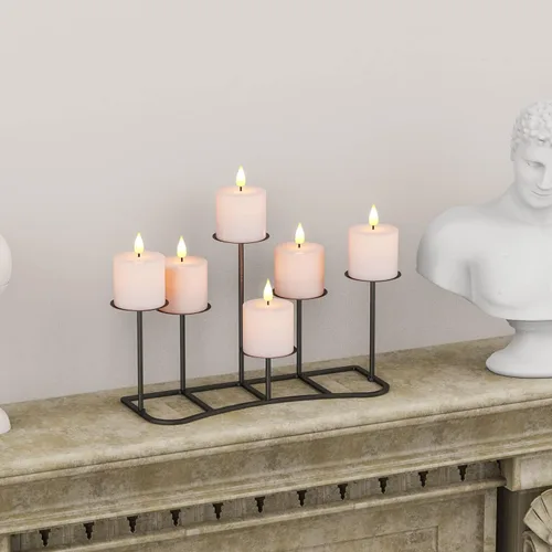 Miniatura 7 de Candelabros de pilar negro para decoración del hogar, candelabros de hierro DIY 6
