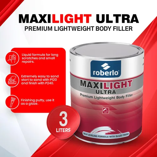 Miniatura 2 de Roberlo Maxilight Ultra Kit de relleno de cuerpo, reparación avanzada de arañazos, abolladuras y óxido, masilla ligera para automóvil, acero