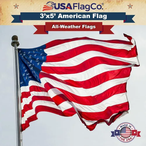 Miniatura 5 de Banderas americanas para exteriores 3x5 - Bandera estadounidense de USA Flag Co. fabricada en Estados Unidos: estrellas bordadas y rayas cosidas