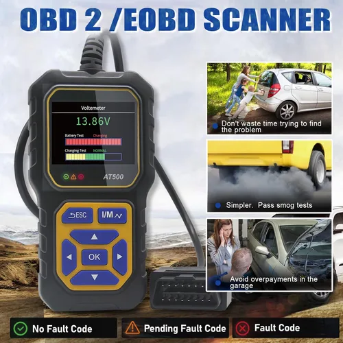 Miniatura 3 de Lector de código de escáner OBD2 para automóvil AT500, lector de código de falla del motor, escáner de luz, voltímetro automático, herramienta
