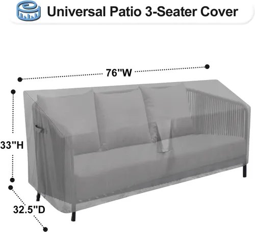 Miniatura 2 de OutdoorLines Funda impermeable para sofá de 3 plazas para patio al aire libre, resistente a los rayos UV, fundas para muebles de patio, resistentes