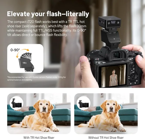 Miniatura 9 de Godox iT20 iT20-S Flash para Sony, Mini TTL Flash con Pantalla Intuitiva, Reciclaje de 1.5s, 700 Destellos de Potencia Completa, Carga USB-C