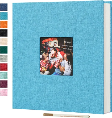 Miniatura 9 de Spbapr - Álbum de fotos grande autoadhesivo de 3 x 5, 4 x 6, 5 x 7, 8 x 10, álbum de recortes magnético, 40 páginas en blanco, cubierta de lino, Azul