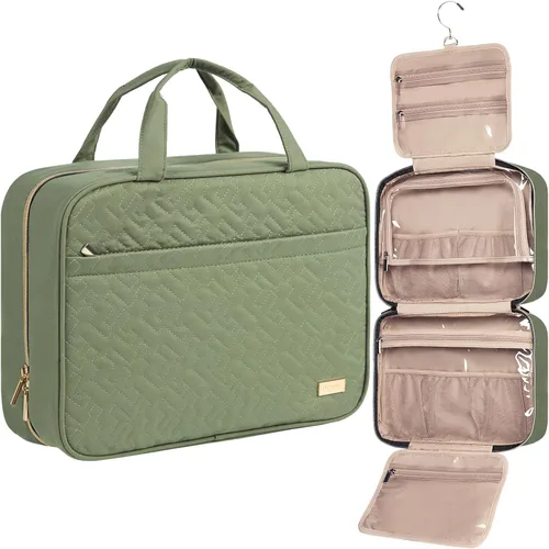 Miniatura 8 de NISHEL Neceser de viaje para mujer, organizador colgante y portátil para champú de tamaño completo, acondicionador, juego de cepillos y accesorios