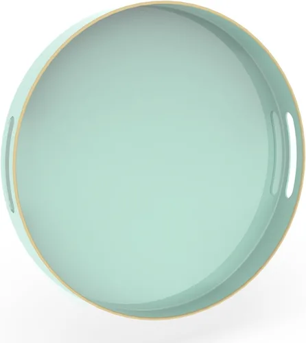 Miniatura 16 de MAONAME - Bandeja decorativa verde oscuro, bandeja de servir redonda de 13 pulgadas con asas, bandejas de plástico para mesa de café, bandejas