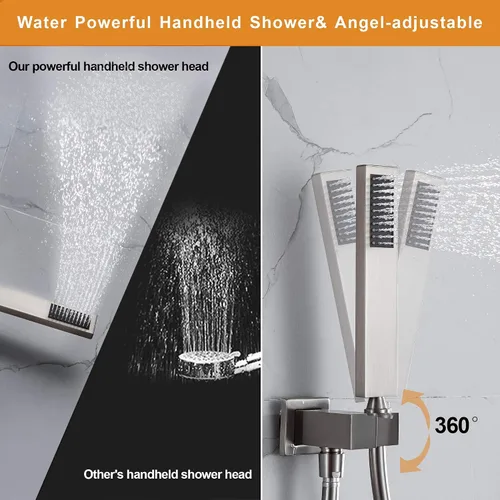 Miniatura 7 de Sistema de ducha de lluvia con ducha de mano, juego de grifo de ducha montado en la pared de 10 pulgadas para baño, mezclador de lluvia de lujo