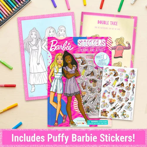 Miniatura 5 de Barbie - Libros para colorear y actividades para niños de 4 a 8 años, paquete con calcomanías hinchadas y paquete de juego