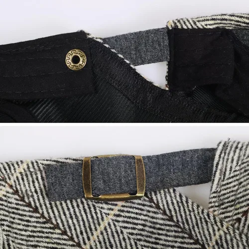 Miniatura 5 de meioro Gorra Plana de Algodón para Hombre Sombrero Newsboy de Tweed Espiga Sombreros Ajustables de Mezcla de Lana Gorras Gatsby Cabbie Ivy cuadros