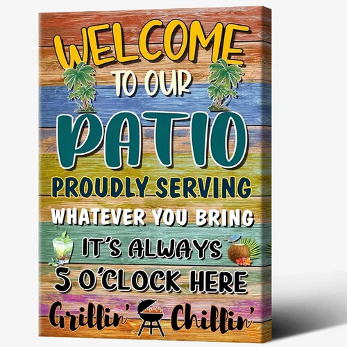 Miniatura 30 de Póster de decoración de bar Tiki con texto en inglés "Don't Worry, Be Happy Parroth", póster hawaiano para decoración del hogar, adecuado para Multi