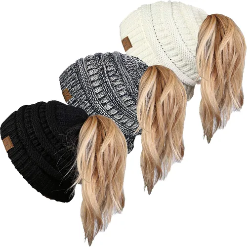 Miniatura 7 de Funky Junque - Gorro para mujer con ranura para cola de caballo