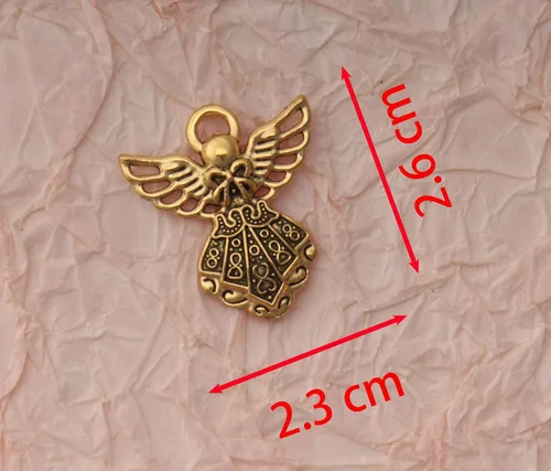 Miniatura 2 de 30 dijes de ángel vintage de metal plateado de 0.06 x 0.91 pulgadas (1.024 x 0.906 in), colgantes vintage para hacer joyas, kit de collares