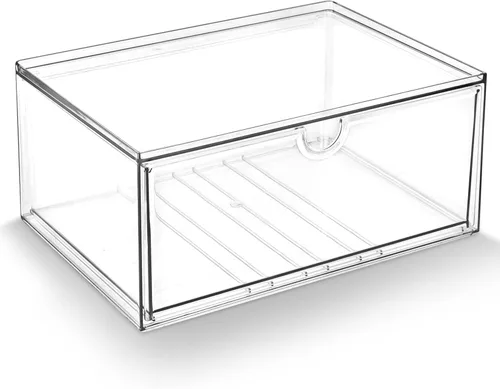 Miniatura 21 de Prsildan - Organizador de cajones acrílico para maquillaje con 3 cajones, almacenamiento transparente apilable para biberones, manualidades, joyas
