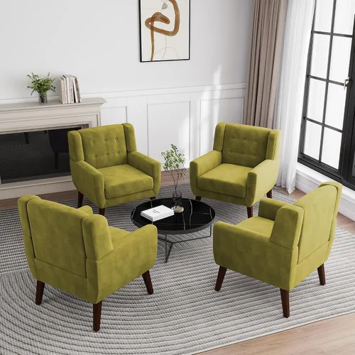 Miniatura 55 de Silla decorativa de piel sintética, moderna silla tapizada para sala de estar, cómodos asientos individuales con botones, asiento de lectura Negro